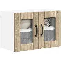 vidaXL Wandglas Kasten LUCCA Sonoma Eiken 60 x 31 x 40 cm Bewerkt hout
