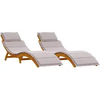 vidaXL Ligbed met kussen 2 pcs Taupe Massief Acacia Hout
