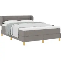 vidaXL Boxspring bed met matras met hoofdeinde Taupe 140 x 200 cm Stof