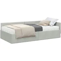 vidaXL Hoekbedframe met Matras Anders 2 st Lichtgrijs Fluweel