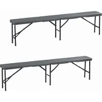 Relaxdays bierbank set van 2 - inklapbaar - kunststof - staal - campingbank - tuin - 43 x 180 x 25 cm - grijs
