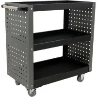 TRUTZHOLM - Werkplaatswagen - Gereedschapswagen - 3 Etages - Staal - 70 x 39 x 79 cm - Belastbaar tot 300 kg - Verrijdbaar - Grijs