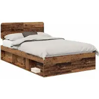 vidaXL Bedframe met hoofdeinde Oudhout 120 x 190 cm Massief grenenhout