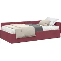 vidaXL Hoekbedframe met Matras 2 st Wijnrood 80 x 200 cm Stof