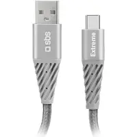 SBS Usb-c Naar Unbreakable Braided 1.5m Kabel 15 M Zwart