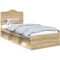 vidaXL Bedframe Sonoma Eik 75 x 190 cm Massief grenenhout