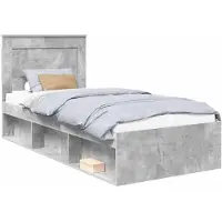 vidaXL Bedframe met lade Betonnen Grijs 90 x 190 cm Massief grenenhout