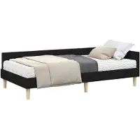vidaXL Hoekbedframe met Matras Anders met hoofdeinde 2 st Groen Stof