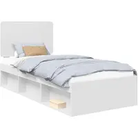 vidaXL Bedframe met hoofdeinde Wit 90 x 200 cm Massief grenenhout