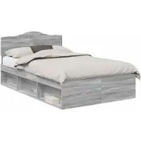 vidaXL Bedframe Grijs Sonoma 120 x 200 cm Massief grenenhout