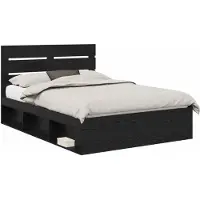 vidaXL Bedframe met hoofdeinde Zwart 140 x 200 cm Massief grenenhout