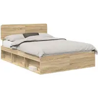 vidaXL Bedframe Sonoma Eik 150 x 200 cm Massief grenenhout
