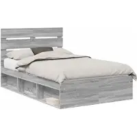 vidaXL Bedframe Grijs Sonoma 120 x 190 cm Massief grenenhout