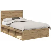 vidaXL Bedframe Ambachtelijk Eiken 135 x 190 cm Massief grenenhout