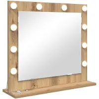 vidaXL - Make-up - Spiegel - Oudhout - 60 - x - 55 - x - 18 - cm - Rechthoekig
