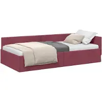 vidaXL Hoek Bed Frame met hoofdeinde Wijnrood 90 cm x 190 cm Stof