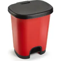 PlasticForte vuilvisbak Pedaalemmer - rood/zwart - 18 liter - 33 x 28 x 40 cm - kunststof - afval - Pedaalemmers