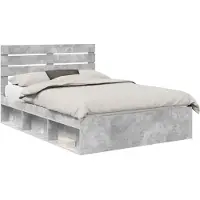 vidaXL Bedframe met hoofdeinde Beton 160 x 200 cm Massief grenenhout
