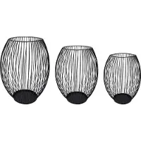 QUVIO Kaarsenhouder met frame - 3 maten - Rond - Metaal - Zwart - Set van 3