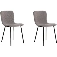 QUVIO Eetkamerstoelen Logan - Polyester - Staal - Lichtgrijs - Set van 2