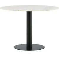 QUVIO Ronde Eettafel - Wit Marmer - Zwart Staal - Kaj Serie