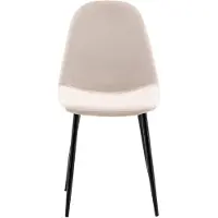 QUVIO Ivi eetkamerstoel 2-pack - Zwarte poten - Beige fluweel - Modern design