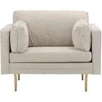 QUVIO Rochester Fauteuil - Corduroy Lichtgrijs - Moderne Elegantie en Comfort