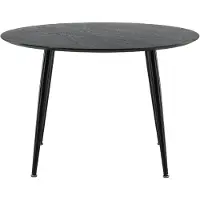 QUVIO Eettafel Harbor - Ronde Tafel - Zwart Fineer - Moderne Elegantie