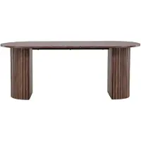 QUVIO Vilo Eettafel - Ovale tafel - Mocca kleur - Stalen poten - 90x200 cm