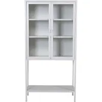 QUVIO Meno Hoge Brede Kast - Scandinavisch Design - Wit Staal en Glas