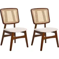 Beliani ALCOVA - Eetkamerstoel set van 2 - Donkerbruin - Rubberhout/Polyester