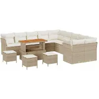 vidaXL Tuinbank Set 14 st Beige en Crème poly rattan