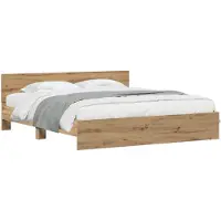 vidaXL Bedframe met Hoofdbord Artisanaal eiken 180 x 200 cm