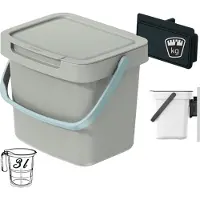 Usorteret GFT aanrecht afvalbak - beige - 3L - afsluitbaar - 19 x 17 x 15 cm - klepje/hengsel - afval scheiden