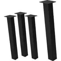 ML-Design Set van 4 tafelpoten schuin 72 cm zwart glanzend staal vierkant profiel 8x8 cm I-vorm 96° helling ML ontwerp