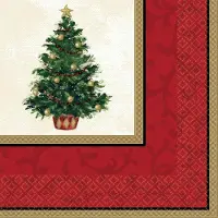 Amscan Servetten Kerstboom 33 X 33 Cm Papier Rood/goud 16 Stuks