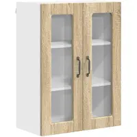 vidaXL Wandglas Kasten PORTO Sonoma Eik 60 x 31 x 80 cm Bewerkt hout