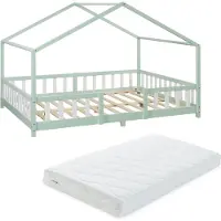 En.casa Kinderbed Treviolo met uitvalbeveiliging en matras 120x200 mint []