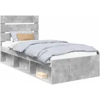 vidaXL Bedframe Betonnen Grijs 90 x 190 cm Massief grenenhout