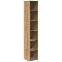 Syfax Hoge kast, ambachtelijk design, eikenhoutlook, 30 x 41 x 185 cm, materiaal: houtvezelplaat