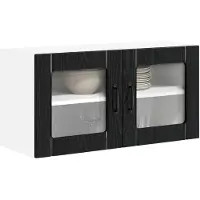 vidaXL Wandglas Kasten LUCCA Zwart eiken 80 x 31 x 40 cm Bewerkt hout