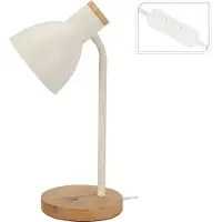 Koopmann Tafellamp/bureaulampje Design Light - hout/metaal - wit - H36 cm - Leeslamp - Bureaulampen