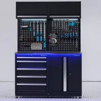 Datona Werkplaatsinrichting PREMIUM RVS met deuren- en ladekast - 135 cm - Zwart