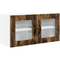 vidaXL Wandglas Kasten PORTO Rook Eiken 80 x 31 x 40 cm Bewerkt hout