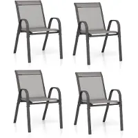 KOMFOTTEU Set van 4 tuinstoelen - stapelbar - eetkamerstoel met armleuningen en hoge rugleuning - belasting 150 kg - 56 x 70 x 84 cm