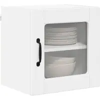 vidaXL Wandglas Kasten PORTO Wit 40 x 31 x 40 cm Bewerkt hout