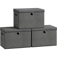 Songmics - Opbergbox - Opbergdoos - 3er-Set - Opbergboxen Stapelbaar - Met Handgrepen - Set Van 3