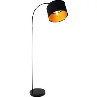 Olucia - URVIN - Vloerlamp - Zwart / Goud - Vorm: Rond