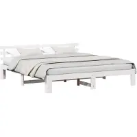 vidaXL Bedframe met hoofdeinde Wit 200 x 200 cm Massief grenenhout