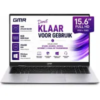 GMR Office Laptop 15.6 Inch Full HD - Windows 11 Pro - 8GB RAM - 256GB SSD - Notebook voor Studie, School, Office, Internet, E-mail en Thuiswerken - AMD Athlon Silver - Studenten Laptop - Werk Laptop